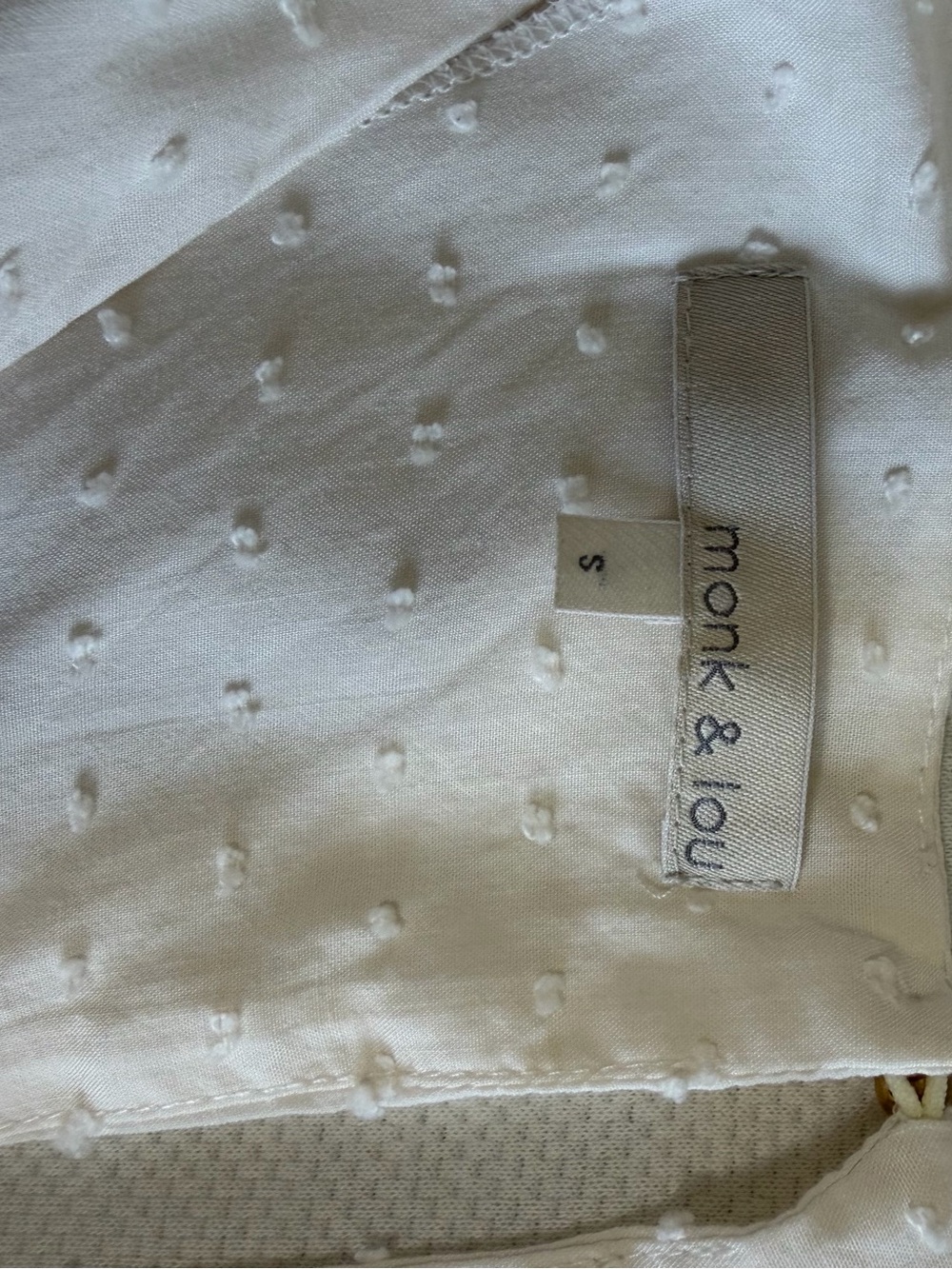 Monk & Lou Cream Swiss Dot Babydoll Dress V-Neck Balloon Sleeve Boho Ivory Small - Picture 5 of 8
